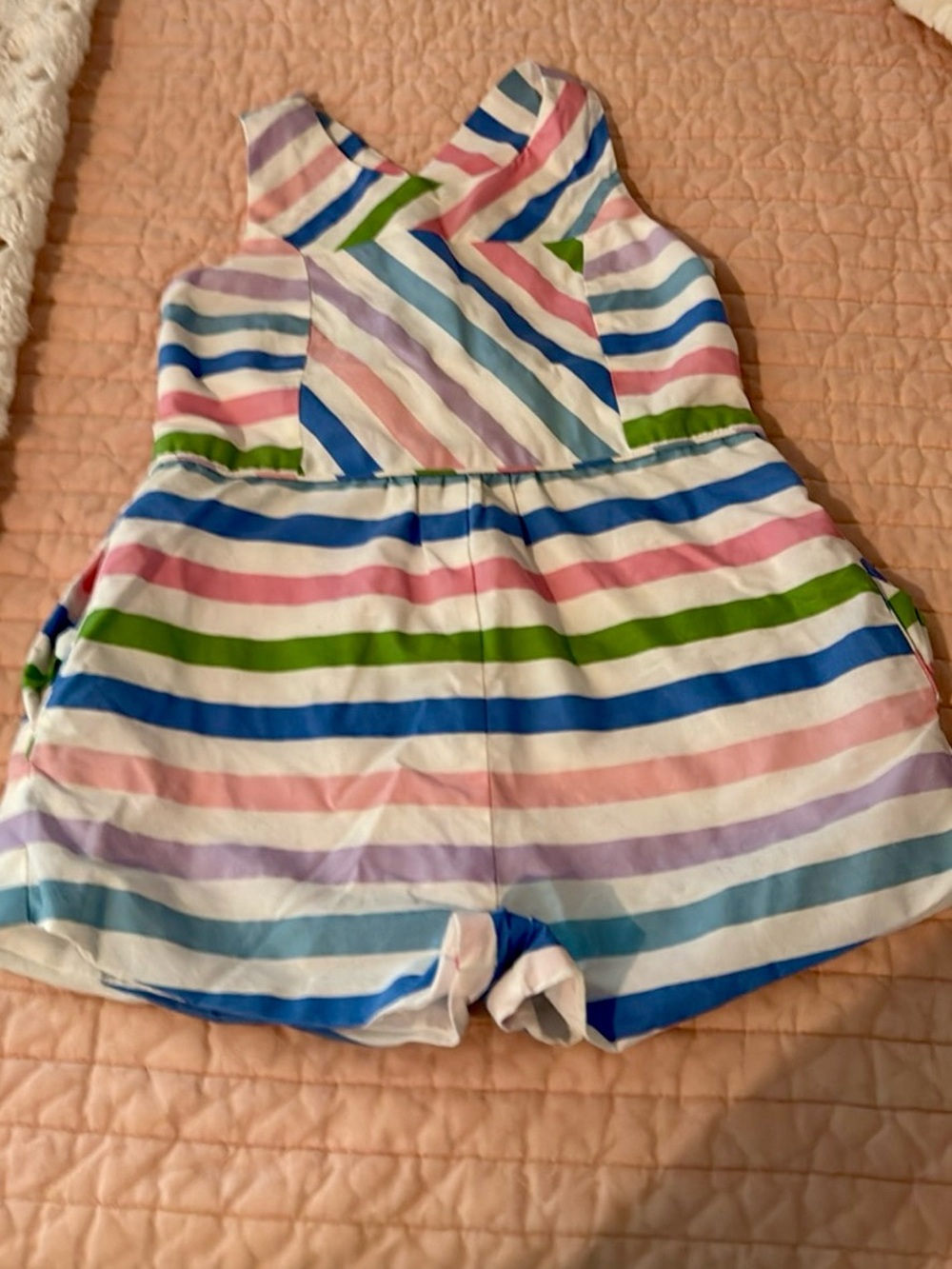 The Beaufort Bonnet Company Striped Multi-Color Girls One-Piece Romper